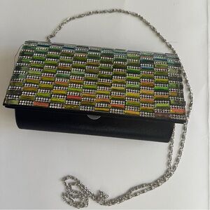 Christina Collection Stylish Multicolor Embellished Clutch Bag NWT